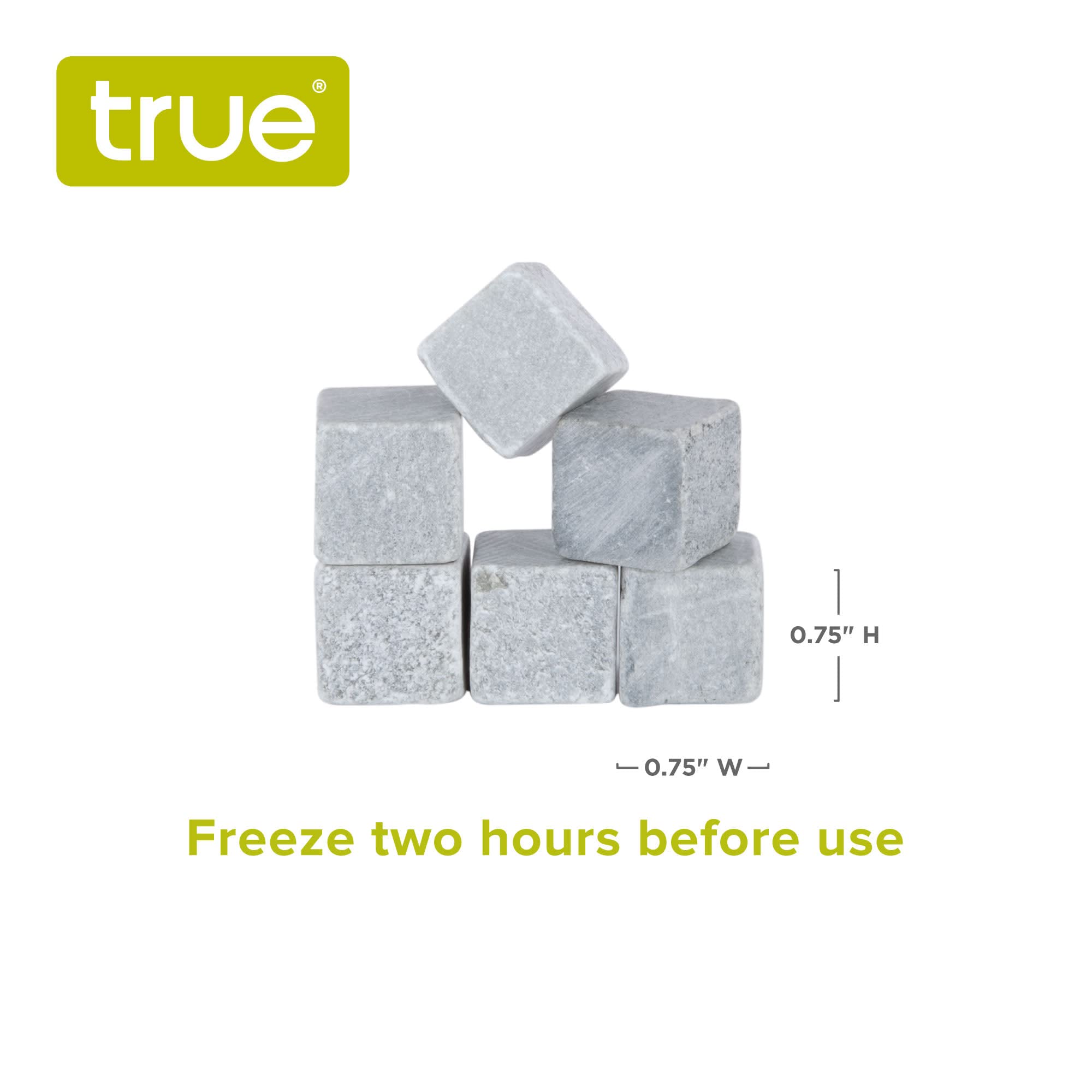 True 6 Piece Soapstone Cube Set Glacier Rocks, Grey