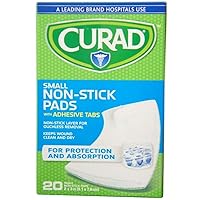 Medline Curad Small Non-Stick Pads With Adhesive Tabs 2 Inches X 3 Inches 20 Each