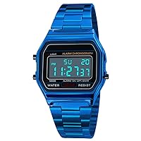 FAMKIT Retro Digital Watch for Men and Women, Luxury Business Watch, Waterproof, Stainless Steel Sports Watch
