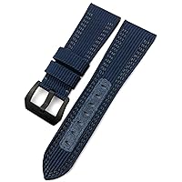 26mm Nylon Canvas Cow Leather Watch Strap Watchband for Panerai Pam985 Submersiblea Luminor Accessories Bracelet (Band Color : Blue Black Clasp, Band Width : 26mm)