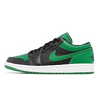 Nike 553558-040 Men's Basketball Shoes, Air Jordan 1, Low, Medium Particle, BLACK/BLACK/LUCKY GREEN/WHITE