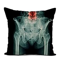 Linen Throw Pillow Cover X Ray Lumbar Spine Show Stabilizer Bone and Pelvis Home Decor Pillowcase 18x18 Inch Cushion Cover for Sofa Couch Bed and Car