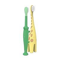Dr Brown's Infant-to-Toddler Toothbrush and Toddler and Baby Toothbrush, Giraffe and Green Crocodile