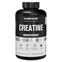 Jacked Factory Creatine Monohydrate Capsules - Creatine Supplement for Muscle Growth, Increased Strength, Enhanced Energy Output and Improved Athletic Performance - 150 Capsules