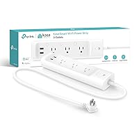 Plug Power Strip KP303, Surge Protector with 3 Individually Controlled Smart Outlets and 2 USB Ports, Works with Alexa & Google Home, No Hub Required , White