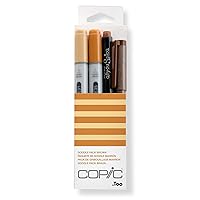 Copic Doodle Art Markers, 4-Pieces, Brown, 4 Count
