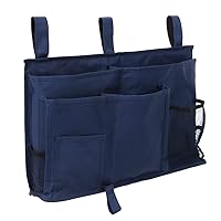Bunk Bedside Caddy - Hanging Storage Organizer for Books, Phones, Tablets, Accessory and TV Remote - Best for Headboards, Bed Rails, Dorm Rooms, Bunk Beds, Apartments, Bathrooms & Travel (Blue)