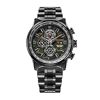 Citizen Men's Eco-Drive Weekender Nighthawk Chronograph Watch in Black IP Stainless Steel, Camo Dial, 43mm (Model: CA0805-53X)