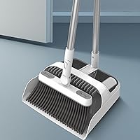 Broom and Dustpan Set, Magnetic, Cleaning Accessory, Multifunctional, Stainless Steel Handle,White
