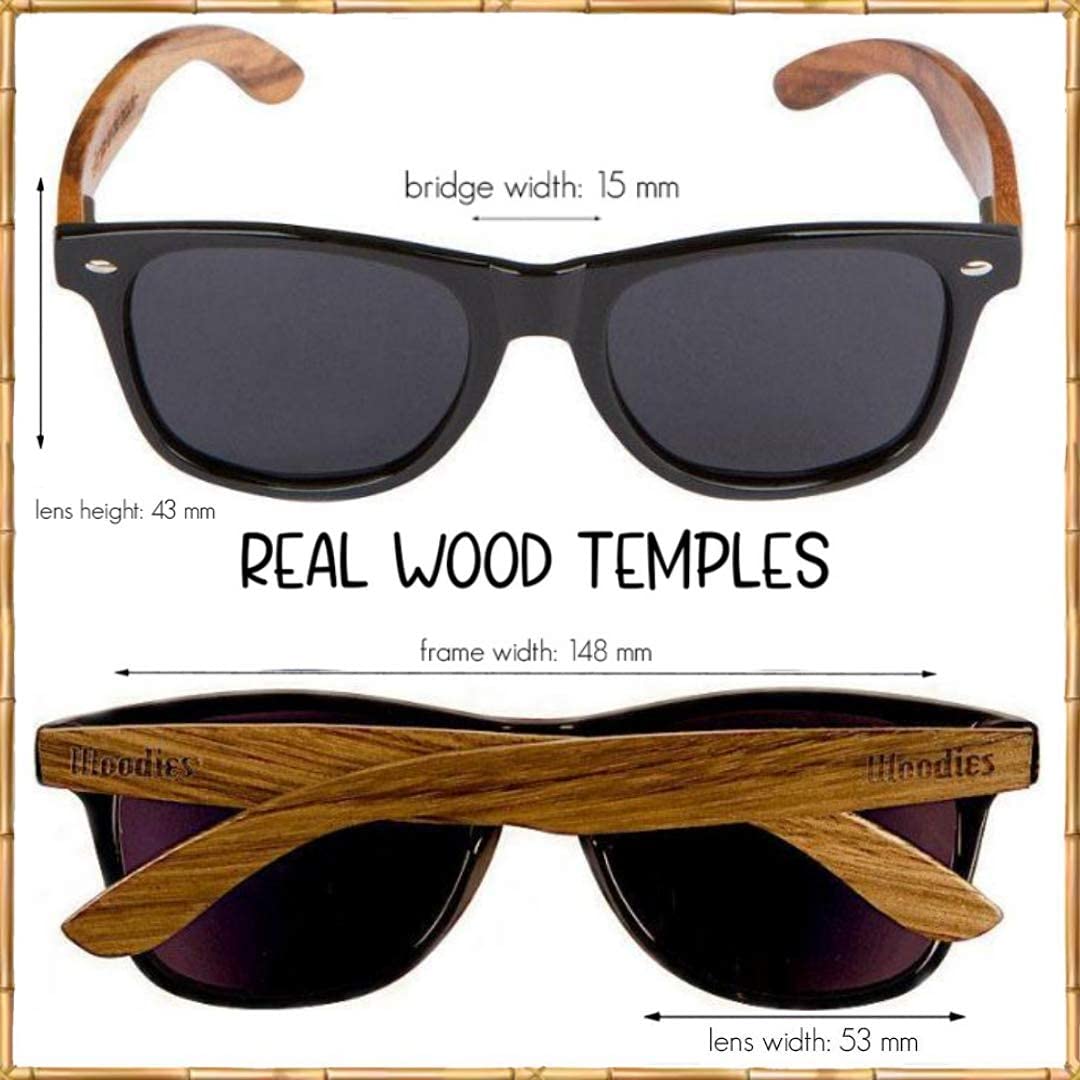 Woodies Walnut Wood Sunglasses with Dark Polarized Lenses for Men and Women | 100% UVA/UVB Ray Protection