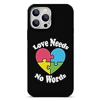 Autism Heart Love Fiber Skin Phone Case Shockproof Phone Cover Protective Cover Case Mobile Case Compatible with iPhone 13 Pro Max