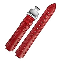 Genuine Leather watchband for Ballon Bleu Wrist Band Men Female Convex Leather Strap 14 * 8mm 18 * 11mm 20 * 12mm Fashion Bracelet (Color : Rose Green, Size : 14-8mm)