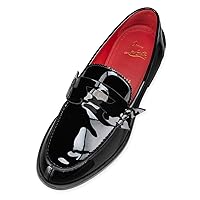 Christian Louboutin Men's Patent Leather Black and Red Penny Flat Loafers