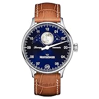MeisterSinger Lunascope Watch | Blue + Croco Print Cognac