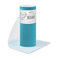 Expo International Decorative Matte Tulle, Roll/Spool of 6 Inches X 25 Yards, Polyester-Made Tulle Fabric, Matte Finish, Lightweight, Versatile, Washable, Easy-to-Use, Turquoise