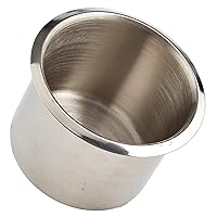 Brybelly Single Stainless Steel Cup Holder, Small - Silver Drop-in Anti-Spill Storage Solution or Replacement Item for Poker Table, Work Desk, Car, Custom Build & DIY Projects, Color-Chrome