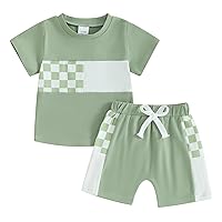 Toddler Baby Boy Summer Clothes Mamas Boy Set Fuzzy Letter Checkered Shirt Plaid Shorts Baby Boys Mothers Day Gift