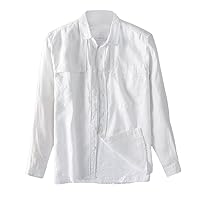 Icegrey Men Cotton Linen Shirt Casual Linen Shirt Loose Breathable Long Sleeve Top