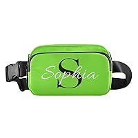 Custom Bright Green Fanny Pack for Women Men Personalizied Belt Bag Crossbody Waist Pouch Waterproof Everywhere Purse Fashion Sling Bag for Outdoors Shopping