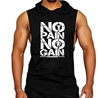 TiaoBug Men's Hooded Tank Tops Bodybuilding Muscle Cut Off T Shirt Sleeveless Gym Workout Training Hoodies