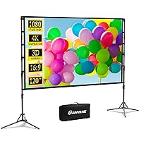 Projector Screen and Stand,GAINVANE 120 inch Portable Projector Screen Indoor Outdoor Projection Screen 16:9 4K HD Wrinkle-Free Light-Weight Movie Screen with Carry Bag for Backyard Movie Night