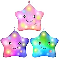 3 Pcs Light up Star Pillows 13 Inch Twinkle LED Lights Star Throw Pillows Plush Star Pillow Night Light Glowing Cushions Stuffed Pillow for Kids Boys Girls Birthday Gifts Room Home Office Decoration