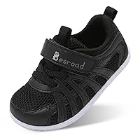 Besroad Toddler Shoes Boys Girls Barefoot Sneakers Kids Breathable Walking Shoes Lightweight Strap Anti-Slip Sole Tennis Shoes
