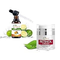 Anti Aging Skin Care Set Retinol Day and Night Facial Cream and Vitamin C Serum, Vitamin E, Hyaluronic Acid, Green Tea For Wrinkles