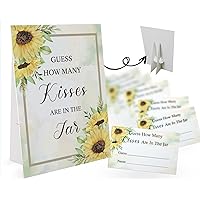 Guess How Many Kisses Are in the Jar Game-1 Standing Sign and 50 Guessing Cards, Sunflower Bridal Shower Games, Baby Shower Sign, for Boys Girls Baby Shower Favors and Weddings Party Decoration-13