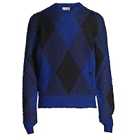 BURBERRY Men's Blue Argyle Check EKD Wool Knit Pullover Sweater