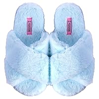 Millffy Fuzzy Fluffy Open Toe Slippers for Summer Warm Comfy flip Flop Slippers for Women Slip on