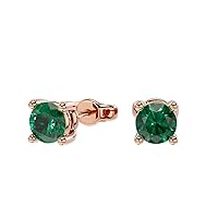 1/2 Carat Gemstone Elegant Round Stud Earrings for Women in 14k Gold Push Back 3 mm Birthstone Jewelry by VVS Gems
