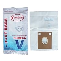 3 Eureka Style V Vacuum Bags, Power Team, Powerline, Canisters, World Vac, Home Cleaning System Vacuum Cleaners, 3800, 3900, 6700, 6800, 6865, 8000, 8200, 8900, 52358, 52358-12, 576898-12 (Filteraire), 54923-10, 6865