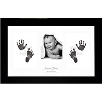 BabyRice Baby Hand and Footprints Kit Includes Black Inkless Prints/Black Frame with White Mount Display