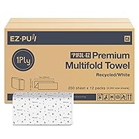 Premium Recycled 1ply MULTIFOLD Hand Towel Paper, FSC certified, 250 Sheets x 12 pk, P1F3L-EZ