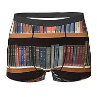 NEZIH library bookshelf 1 Print Men's Athletic Underwear Moisture Wicking Performance Boxer Briefs Mens Boxer Briefs