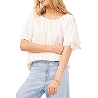 Vince Camuto Short Sleeve Foil Crinkle Knit Top