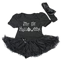 Petitebella Rhinestone My 1st Halloween Bodysuit Tutu Baby Dress Nb-18m