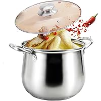 6.7/8.6/10.9Qt Stainless Steel Seafood Steamer Pot w/Basket and Lid - 3 Piece Steamer Cookware Set Seafood Boil Pot for Soups, Boils, Stews and Tamales Kitchen Cookware
