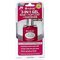 Nail-Aid 3-in-1 Gel Base + Top + Hardener, Clear, 0.55 Fluid Ounce