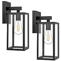 MAXvolador Outdoor Wall Sconce, Exterior Waterproof Wall Lantern Light Fixtures, Black Porch Lights with Toughened Glass, Anti-Rust Wall lamp, 2 Pack