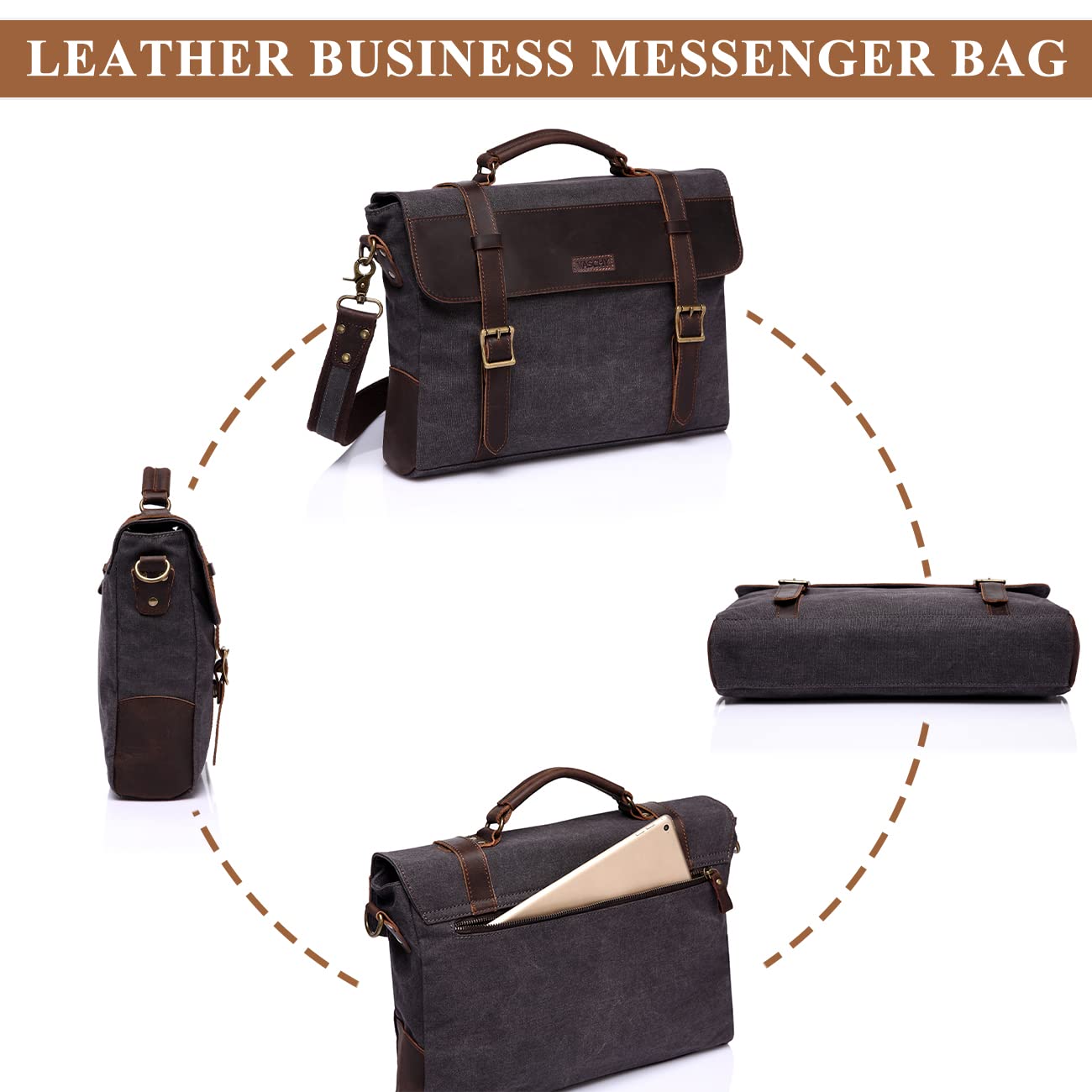 Bag Leather Vintage Messenger Shoulder Men Satchel S Laptop School Briefcase, 