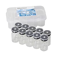 Vitorinca 7ml Sterile Glass Vials, 10 Packs-2 Dram Sterile Empty Vial with Self-Healing Injection Port and Flip Top Cap, Sterile Package