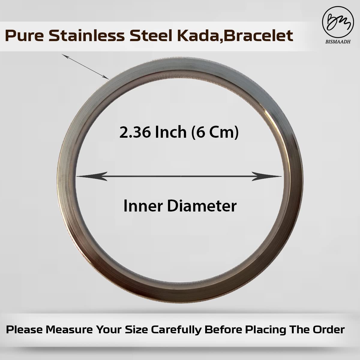 BISMAADH Sikh Religious Stainless Steel Kada Bracelet Steel Kara For Men and Women Silver Punjabi Kara 7MM Thickness