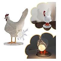 Chicken Egg Lamp - 3D Lifelike Resin Chicken Egg Table Lamp Light, Light-up Eggs Lamp LED Night Lights, The Chicken Lays A Glowing Egg with USB Light for Home Bedroom Living Room Decor