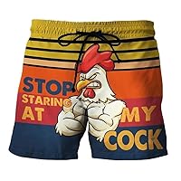 Stop Staring at My Cock Men's Swim Trunks Funny Quick Dry Swimsuit with Pockets Elastic Waist Lightweight Beachwear