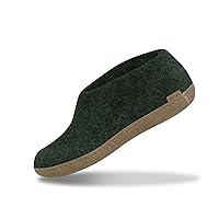 Unisex Indoor and Light Outdoor Shoe, Wool Slippers with Honey Natural Rubber Sole, Charcoal
