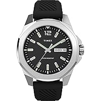 Timex Men's Essex 46mm Watch - Black Strap Black Dial Silver-Tone Case