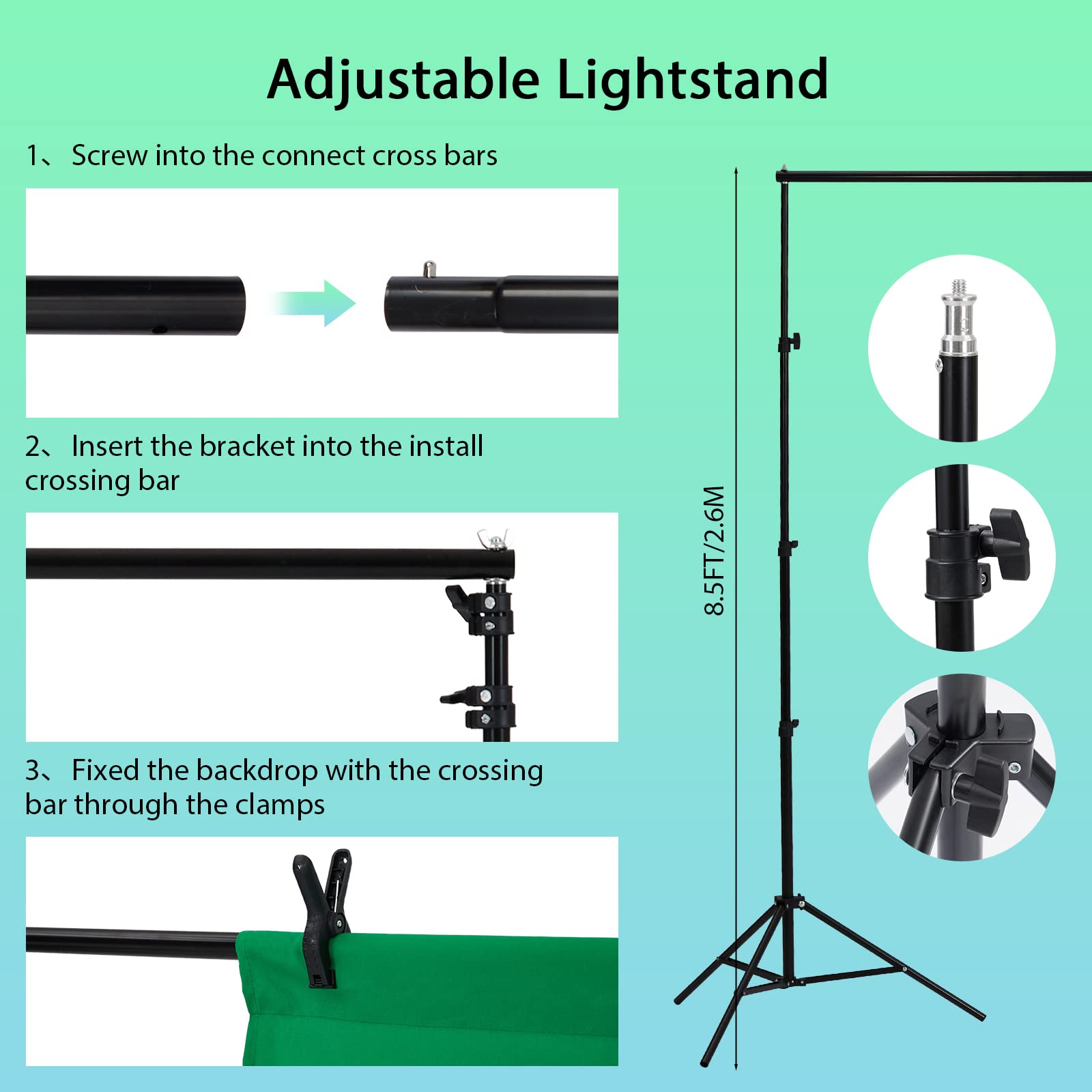 PioneerWorks Photography Lighting kit with Backdrops, 8.5ftx10ft Backdrop Stand, 5 tripod stands and Bulb, Umbrella Softbox Continuous Lighting, Photo Studio Equipment for Portrait Product Photo Shoot