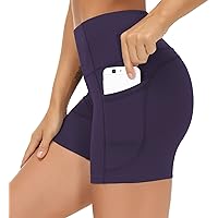 THE GYM PEOPLE High Waist Yoga Shorts for Women's Tummy Control Fitness Athletic Workout Running Shorts with Deep Pockets